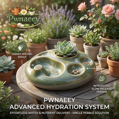 Pwnaeey™ Smart Misting Succulent Pot - Glazed Ceramic Self-Watering Planter with Integrated Slow-Release Nutrient Feeder, Automatic Hydration & Feeding System for Indoor Plants, Cacti, and Herbs