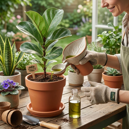 Pwnaeey™ Smart Ceramic Plant Nutrient Dispenser | Leaf-Shaped Liquid Fertilizer Dosing Cup & Measuring Spoon for Indoor Plants, Monstera, and Succulents | Handcrafted Terracotta Gardening Care Tool, Premium Gift for Plant Lovers