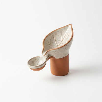 Pwnaeey™ Smart Ceramic Plant Nutrient Dispenser | Leaf-Shaped Liquid Fertilizer Dosing Cup & Measuring Spoon for Indoor Plants, Monstera, and Succulents | Handcrafted Terracotta Gardening Care Tool, Premium Gift for Plant Lovers