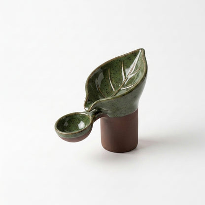 Pwnaeey™ Smart Ceramic Plant Nutrient Dispenser | Leaf-Shaped Liquid Fertilizer Dosing Cup & Measuring Spoon for Indoor Plants, Monstera, and Succulents | Handcrafted Terracotta Gardening Care Tool, Premium Gift for Plant Lovers