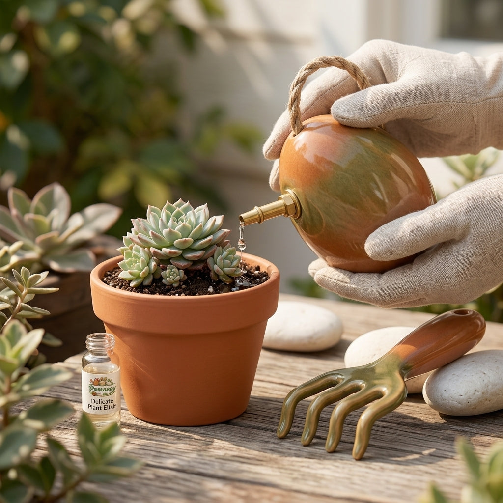 Pwnaeey™ 2-Piece Ceramic Gardening Tool Set - Elegant Egg-Shaped Watering Can & Hand Rake Cultivator Kit - Premium Glazed Clay Succulent & Bonsai Care Tools for Indoor Plants, Unique Garden Gift
