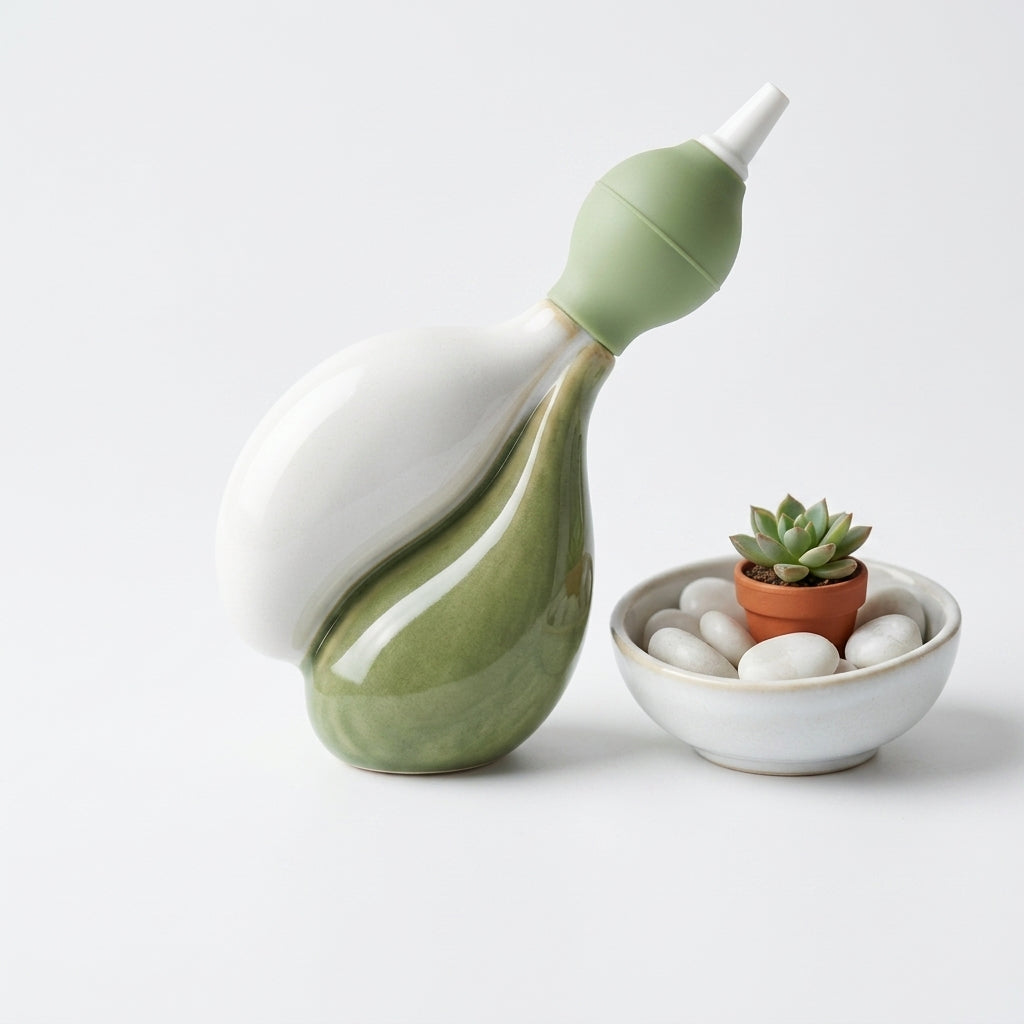 Pwnaeey™ Ceramic Dual-Chamber Plant Feeder - Precision Succulent Watering Bottle & Foliar Soil Feeding Squeeze Bulb, Mess-Free Fertilizer Dispenser for Delicate Indoor Plants, Bonsai, and Orchids